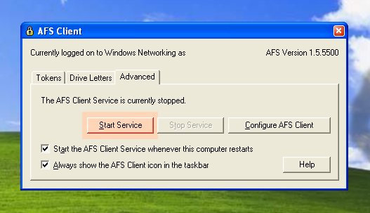 image of openafs start service